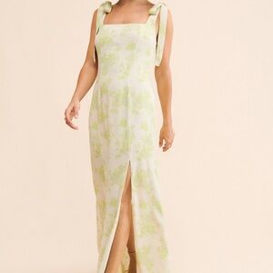 Awaylee | Tie Strap Maxi Dress Floral Green | Size XS